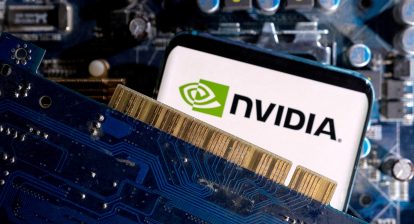 FILE PHOTO: A smartphone with a displayed NVIDIA logo is placed on a computer motherboard in this illustration taken March 6, 2023. REUTERS/Dado Ruvic/Illustration/File Photo